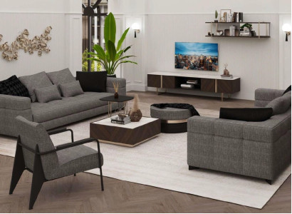Gray sofa set three-seater two-seater armchair living room set new